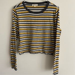 Ultra flirt Yellow & White& Black stripe long sleeve top